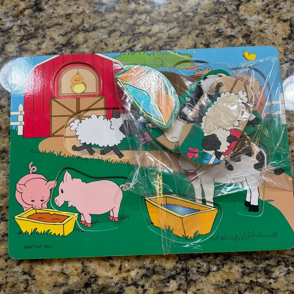 Vintage Puzzle Lot Ravensburger Battat Wooden Alphabet Farm Animals Bundle